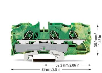 Wago 2010-1307 Wago 2010 3-Conductor Ground Terminal Block - 10 mm² Green-Yellow 2