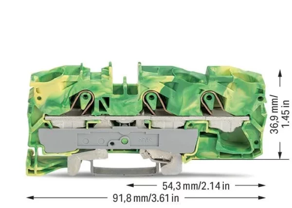 Wago 2016-1307 Wago 2016 3-Conductor Ground Terminal Block - 16 mm² Green-Yellow 2