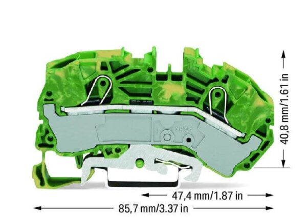 Wago 2016-7607 Wago 2 Conductor Ground Terminal Block 2016-7607 -  Pack of 1 2