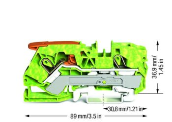 Wago 2110-1207 Wago 2110 2-Conductor Ground Terminal Block with Lever and Push-In Cage Clamp - 10 mm² Green-Yellow 2
