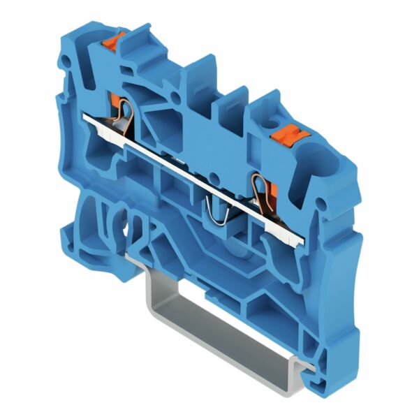 Wago 2202-1204 Wago 2202 2-Conductor Through Terminal Block with Push-Button and Push-In Cage Clamp - 800V 24A 2.5 mm² Blue 2