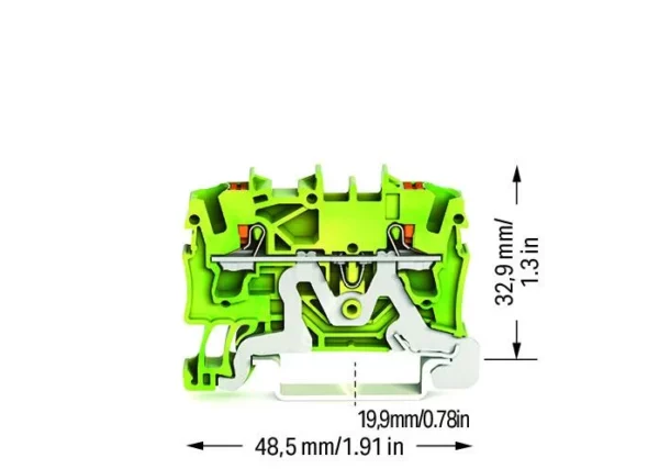 Wago 2202-1207 Wago 2202 2-Conductor Ground Terminal Block with Push-Button and Push-In Cage Clamp - 2.5 mm² Green-Yellow 2