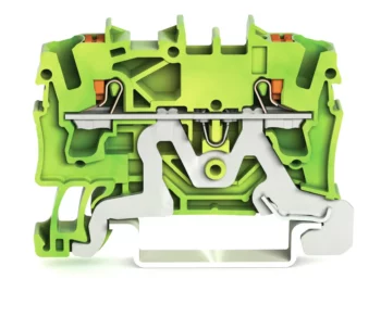 Wago 2202-1207 Wago 2202 2-Conductor Ground Terminal Block with Push-Button and Push-In Cage Clamp - 2.5 mm² Green-Yellow 1