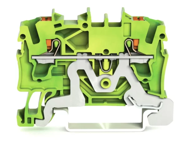 Wago 2202-1207 Wago 2202 2-Conductor Ground Terminal Block with Push-Button and Push-In Cage Clamp - 2.5 mm² Green-Yellow 1