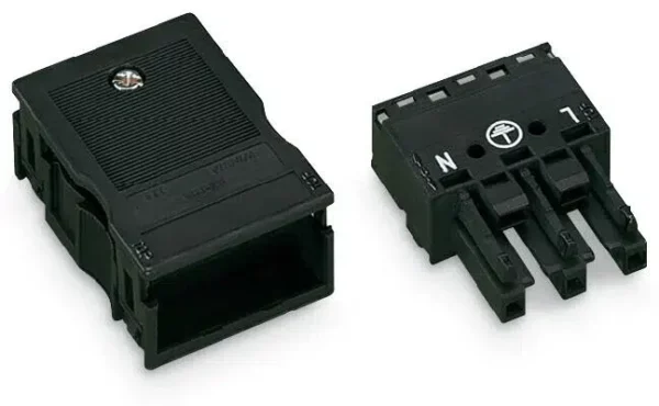 Wago 770-103 Wago Socket with Strain Relief Housing 3-pole Cod. A 4.00 mm² - Black 1
