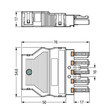 Wago 770-1105/022-000 Wago WINSTA® MIDI Socket with Strain Relief Housing 5-Pole 2