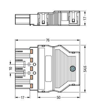 Wago 770-1115/022-000 Wago WINSTA® MIDI Plug with Strain Relief Housing 5-Pole 2