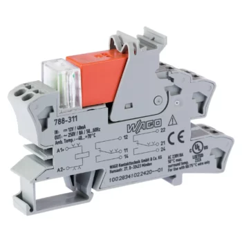 Wago 788-311 Wago 788 Relay Module with 2 Changeover Contacts - 12V DC 8A 2.5 mm² Grey 1