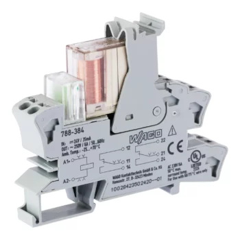 Wago 788-384 Wago 788 Relay Module with 2 Driven Changeover Contacts - 24V DC 6A 2.5 mm² Grey 1