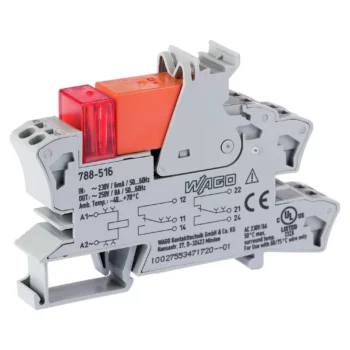Wago 788-516 Wago 788 Relay Module with 2 Changeover Contacts - 230V AC 8A 2.5 mm² Grey 1