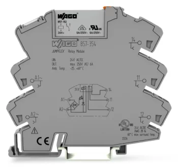 Wago 857-354 Wago 857 Relay Module with 1 Changeover Contact - 24V AC/DC 6A 2.5mm² Grey 1