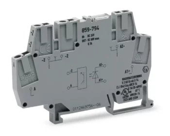 Wago 859-794 Wago 859 Railway Optocoupler Module - 0.1A Grey - 24V DC Input - 9-60V DC Output 1