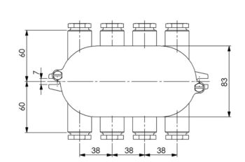 Wiska 10010512 Wiska 1158-8xZ14 IP56 HNA Junction Box - 12 - 14.5 mm 2
