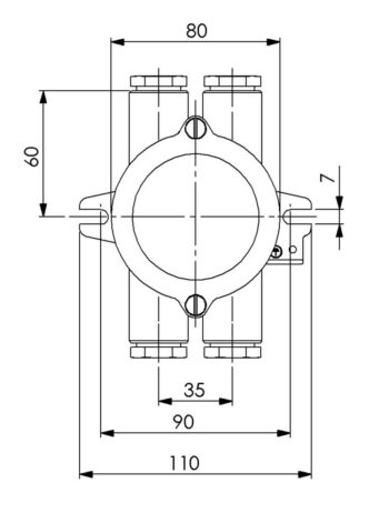 Wiska 10013600 Wiska 1155-4xW10A IP56 HNA Junction Box - 8 - 10.5 mm 2