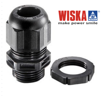 Wiska 10100612 Wiska 20mm Cable Gland with Locknut - Pack of 10 - Black 1