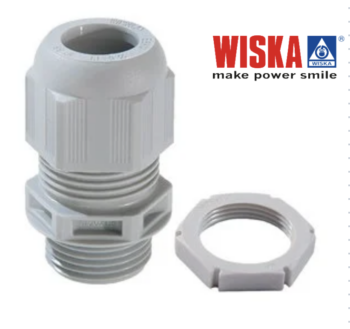 Wiska 10106682 Wiska 25mm Cable Gland with Locknut - Pack of 10 - Grey