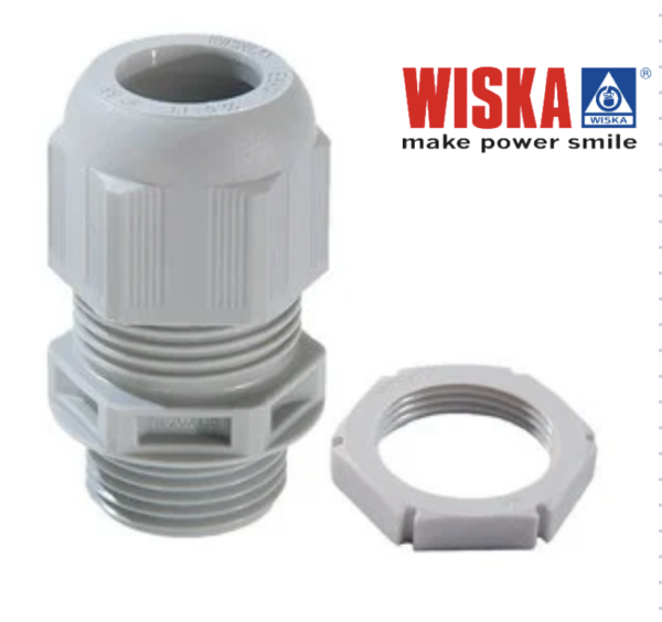 Wiska 10106682 Wiska 25mm Cable Gland with Locknut - Pack of 10 - Grey