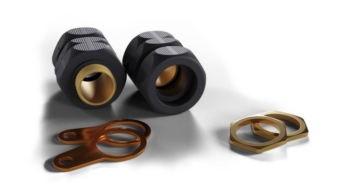 Wiska 10112390 Wiska ShieldGLAND Standard M20S IP68 Cable Gland Brass Locknut Earth Tag - 2 Pcs