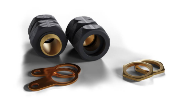 Wiska 10112390 Wiska ShieldGLAND Standard M20S IP68 Cable Gland Brass Locknut Earth Tag - 2 Pcs