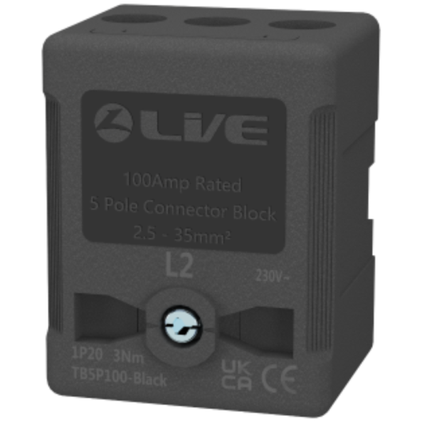 Live Electrical TB5P100-BLACK Black Terminal Block