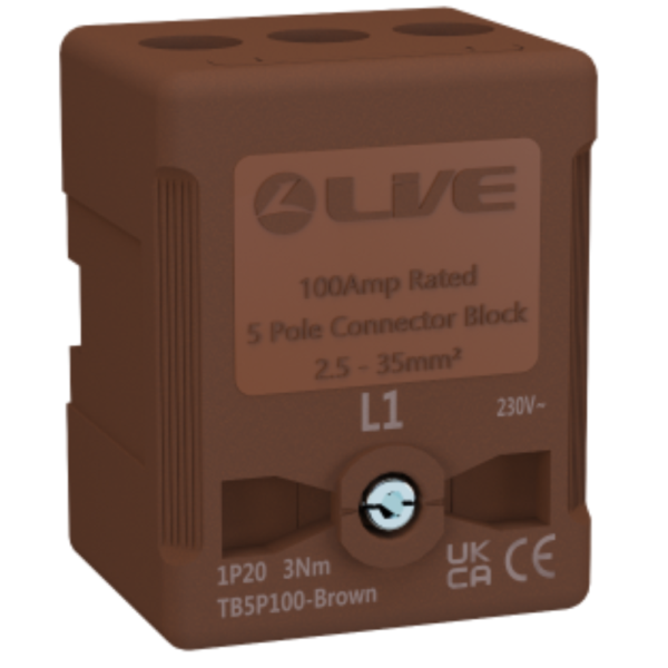 Live Electrical TB5P100-BROWN Brown Terminal Block