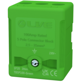 Live Electrical TB5P100-GREEN Green Terminal Block