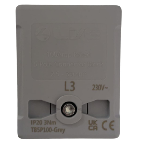 Live Electrical TB5P100-GREY Grey Terminal Block