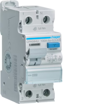 Hager CPA584U RCCB 1P+N 100A 300mA A Class - Time Delayed