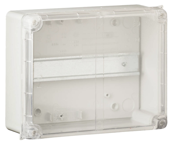 Wiska 6817LHG - CLWIB3/DR Junction Box with Clear Lid and DIN Rail - IP65 - 165 x 145 x 84mm
