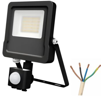 Black 50W 4 Core Cable PIR Floodlight