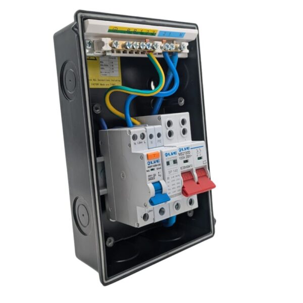 Live Electrical AGU4-SR/B IP65 Metal SPD Garage/EV Consumer Unit with 40A RCBO – Black