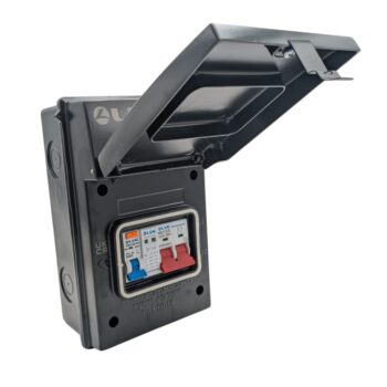 Live Electrical AGU4-SR/B IP65 Metal SPD Garage/EV Consumer Unit with 40A RCBO – Black