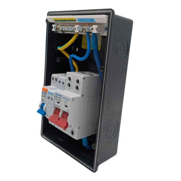Live Electrical AGU5-SR/G IP65 Metal SPD 2 Way Garage/EV Unit with 40A RCBO - Grey