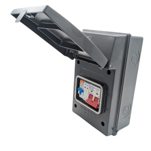 Live Electrical AGU5-SR/G IP65 Metal SPD 2 Way Garage/EV Unit with 40A RCBO - Grey