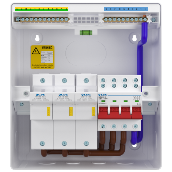 Live Electrical LSFS125 3-Phase Metal Switch Fuse Box - without Fuses