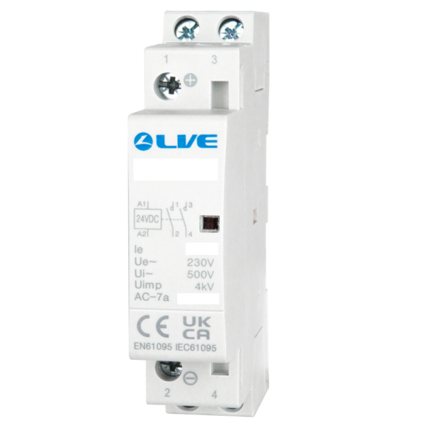 Live Electrical MDAC2P16/12V 2 Pole 16A 2NO AC Contactor/12V DC Coil