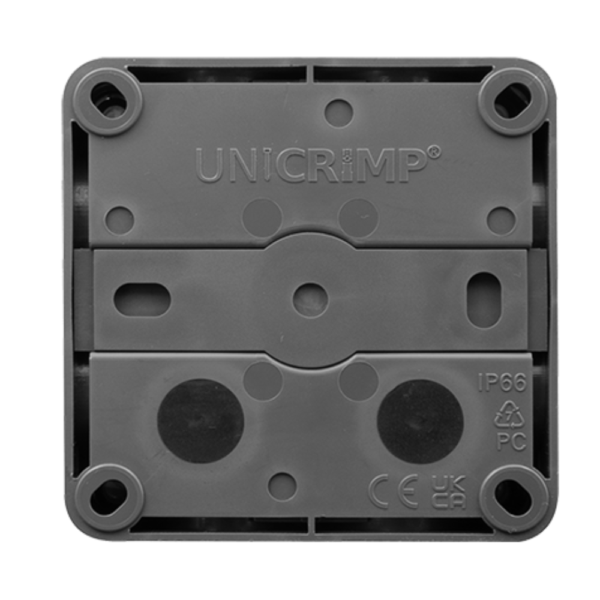 Unicrimp QOE8553AGYTF IP66 Box with 4 Lever Connectors - Grey/ Clear Lid