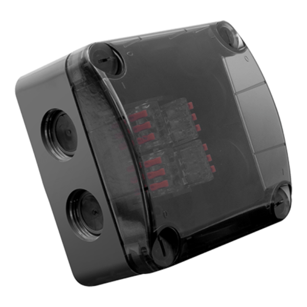 Unicrimp QOE8553AGYTF IP66 Box with 4 Lever Connectors - Grey/ Clear Lid