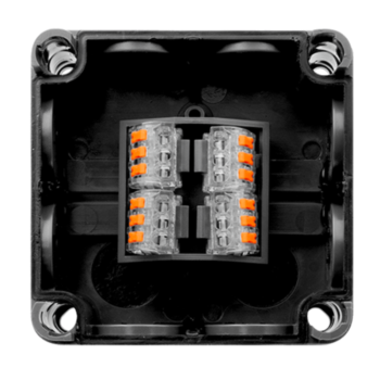 Unicrimp QOE8553BLKTF IP66 Box with 4 Lever Connectors - Black/Clear Lid