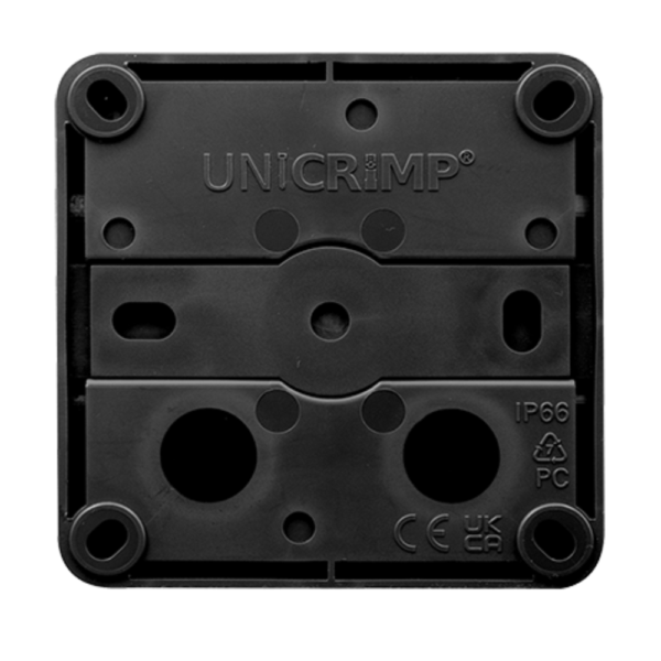 Unicrimp QOE8553BLKTF IP66 Box with 4 Lever Connectors - Black/Clear Lid