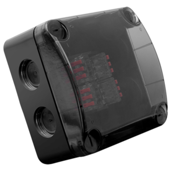 Unicrimp QOE8553BLKTF IP66 Box with 4 Lever Connectors - Black/Clear Lid