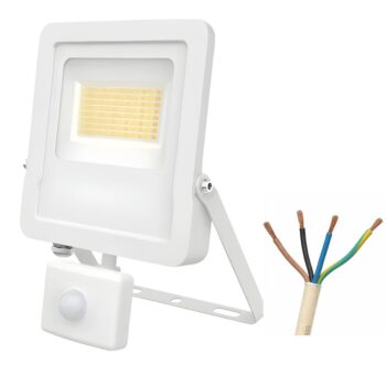 White 10W 4 Core Cable PIR Floodlight