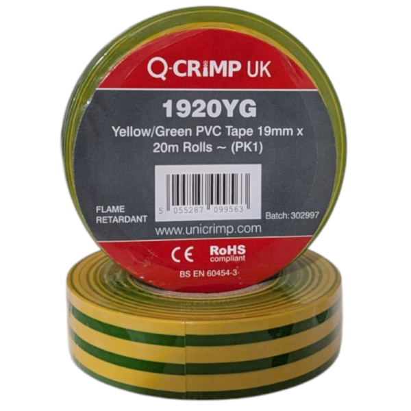 Unicrimp 1920YG Green and Yellow Tape 19mm x 20mm