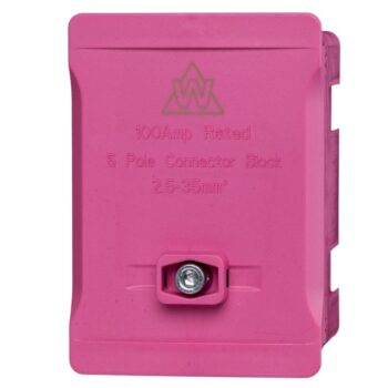 WCED WTB5-PK 100A 5 Way Single Pole Pink Terminal Block for Functional Earth