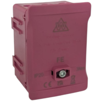 WCED WTB5-PK 100A 5 Way Single Pole Pink Terminal Block for Functional Earth