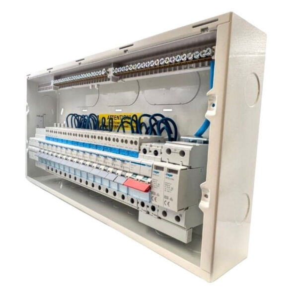 18 Way Main Switch SPD Consumer Unit Kit with Round Knockouts