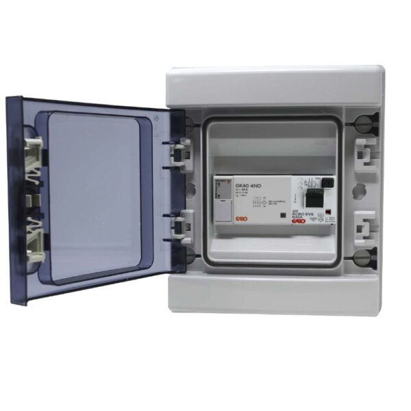 Garo GC6EV40PME IP65 EV Consumer Unit with Double Pole 40A Type A RCBO and PEN Fault Detection – Outdoor ABS Enclosure