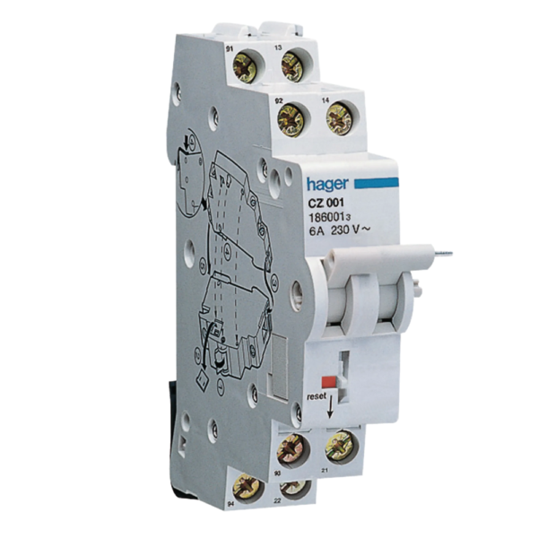 Hager CZ001 Auxiliary Contact for RCCB 2(1C+1O) 6A 240V AC
