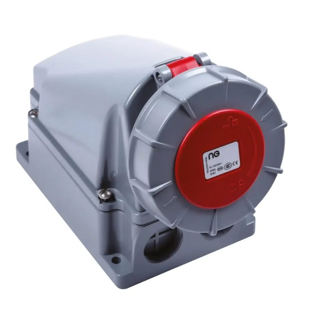 Niglon 17182 63A 415V IP67 4 Pin Industrial Surface Socket with Back-Box 1 Niglon 17182 63A 415V IP67 4 Pin Industrial Surface Socket with Back-Box