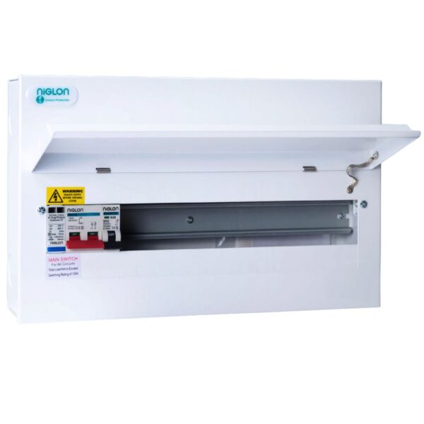 Niglon M3CU18SP 100A DP Main Switch Type 2 SPD Consumer Unit, 14 Usable Ways, Ideal for RCBO Setup, BS7671:2018 Compliant, 18th Edition Consumer Unit.